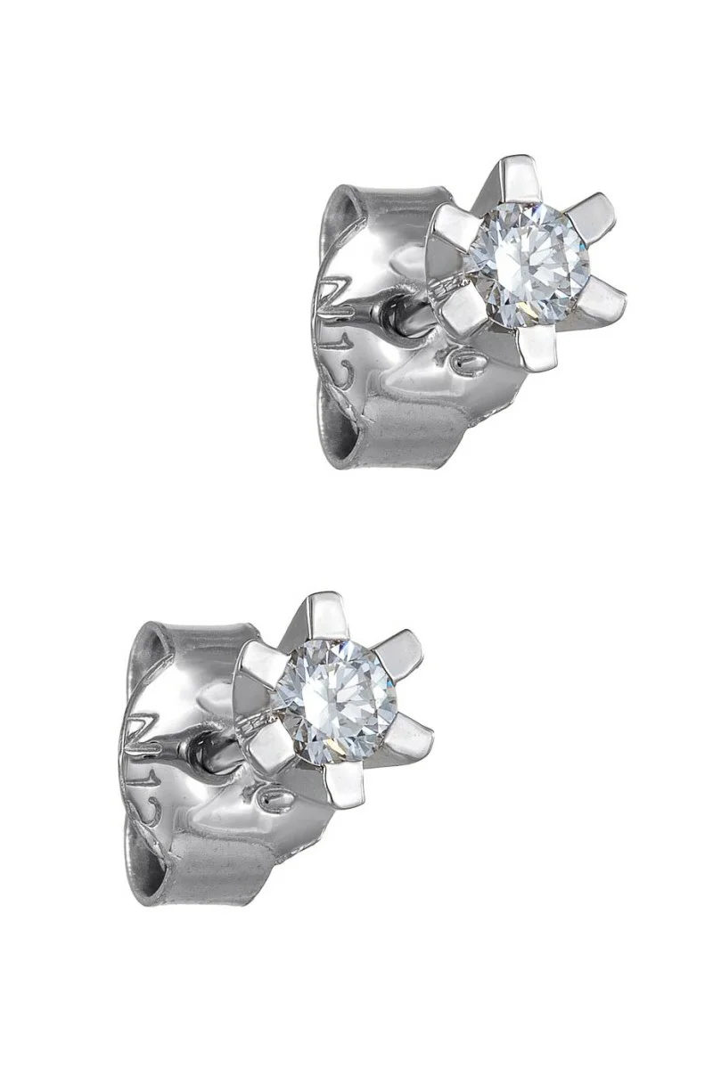 Σκουλαρίκι Εξάδοντο Λευκόχρυσο 18Κ Brillant 0.15ct