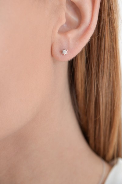 Σκουλαρίκι Εξάδοντο Λευκόχρυσο 18Κ Brillant 0.15ct