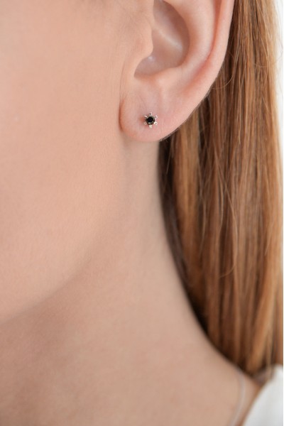 Σκουλαρίκι Εξάδοντο Λευκόχρυσο 18Κ Black Diamond 0.30ct