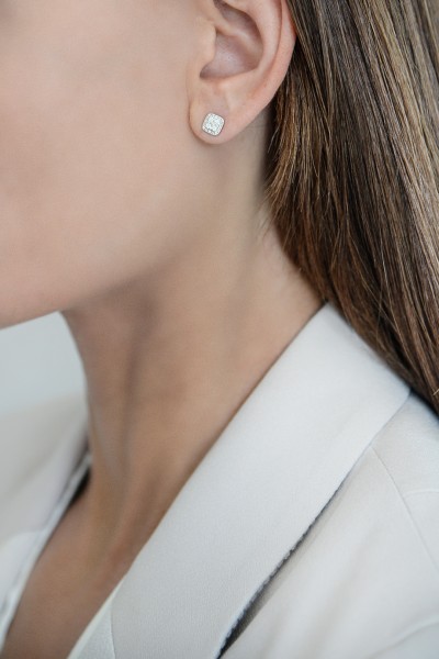 Σκουλαρίκια Λευκόχρυσο 18Κ Pave Διαμάντι 0.37ct