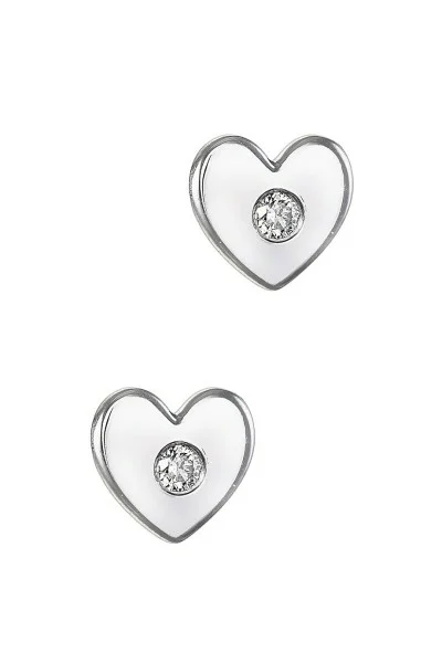 Σκουλαρίκι Λευκόχρυσο 18Κ Καρδιά 0.05ct