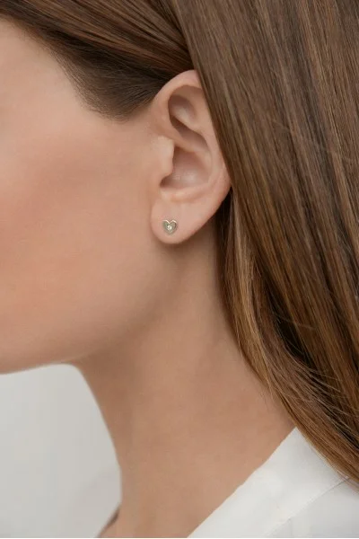 Σκουλαρίκι Λευκόχρυσο 18Κ Καρδιά 0.05ct
