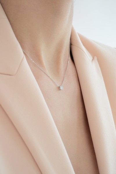 Κολιέ Λευκόχρυσο 18Κ Elite Λουλούδι 0.16ct