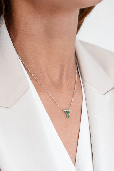 Κολιέ Λευκόχρυσο 18Κ Σμαράγδι Brillant 0.68CT