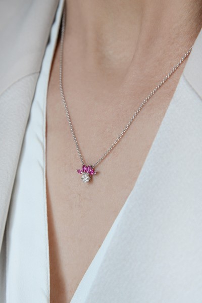 Κολιέ Λευκόχρυσο 18Κ Ρουμπίνι Brillant 0.52CT