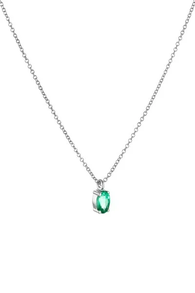 Κολιέ Λευκόχρυσο 18Κ Σμαράγδι 0.18Ct