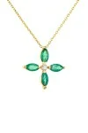 Κολιέ Χρυσό 18Κ Σταυρός Σμαράγδι Brillant 0.28CT