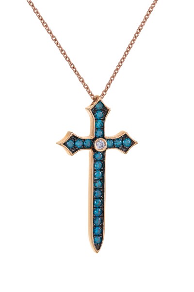 Κολιέ Ροζ Χρυσό 18Κ Deep Blue Cross 0.21Ct
