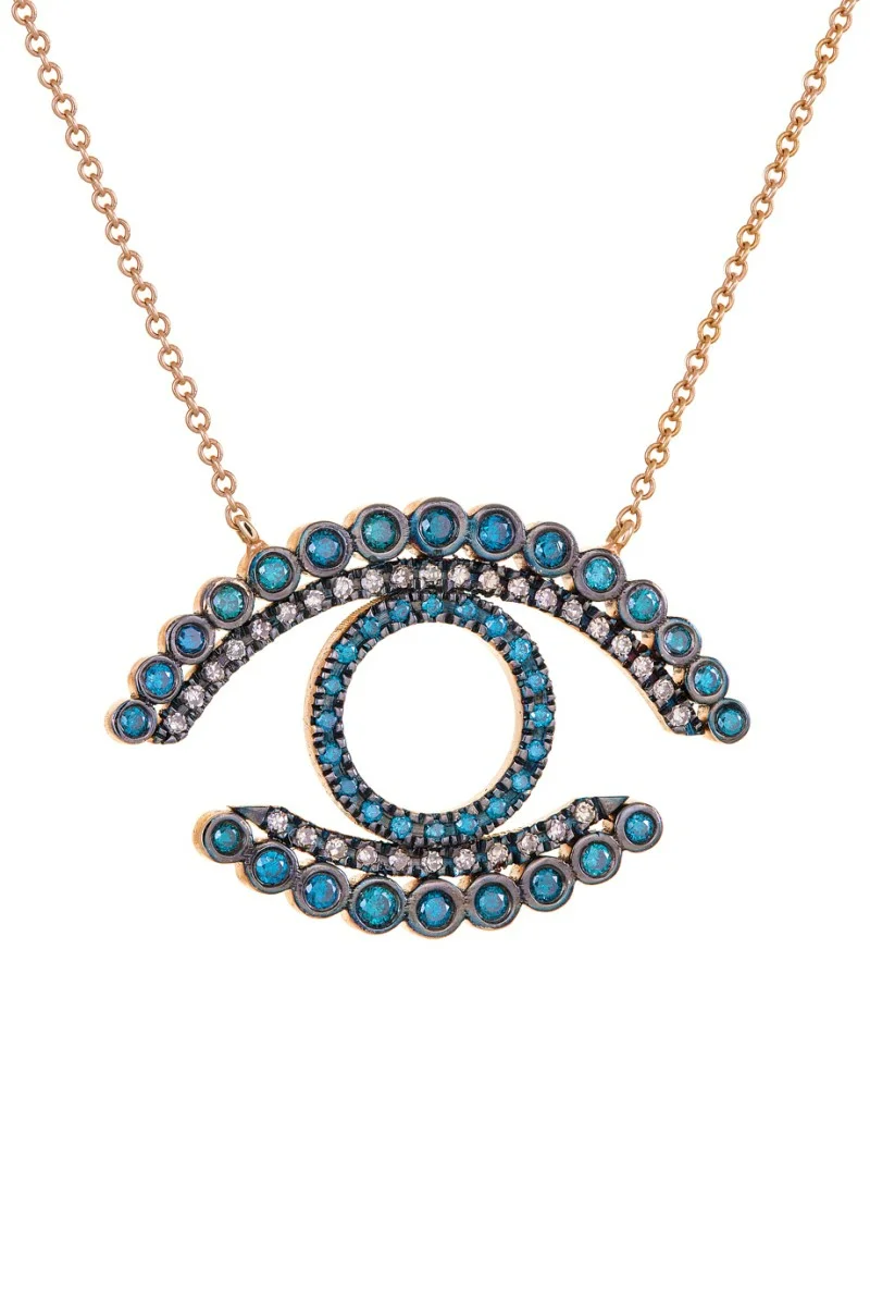 Κολιέ Ροζ Χρυσό 18Κ Deep Blue Eye 0.44Ct