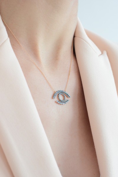 Κολιέ Ροζ Χρυσό 18Κ Deep Blue Eye 0.44Ct