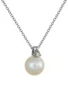 Κολιέ Λευκόχρυσο 18Κ Μαργαριτάρι Brillant 0.035Ct