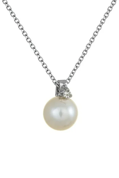 Κολιέ Λευκόχρυσο 18Κ Μαργαριτάρι Brillant 0.035Ct