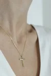 Κολιέ Xρυσό 18Κ Σταυρός με Διαμάντια Brillant 0.02Ct