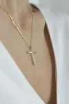 Κολιέ Xρυσό 18Κ Σταυρός με Διαμάντια Brillant 0.02Ct