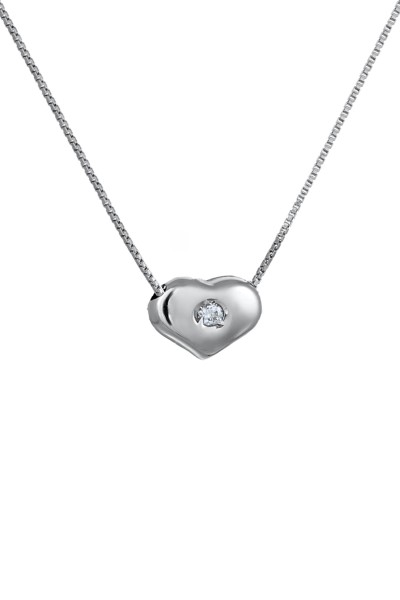 Κολιέ Λευκόχρυσο 18Κ Καρδιά 0.02Ct