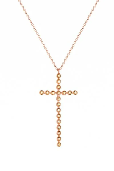 Κολιέ Ροζ Χρυσό 18Κ Σταυρός Bubbles 0.15Ct