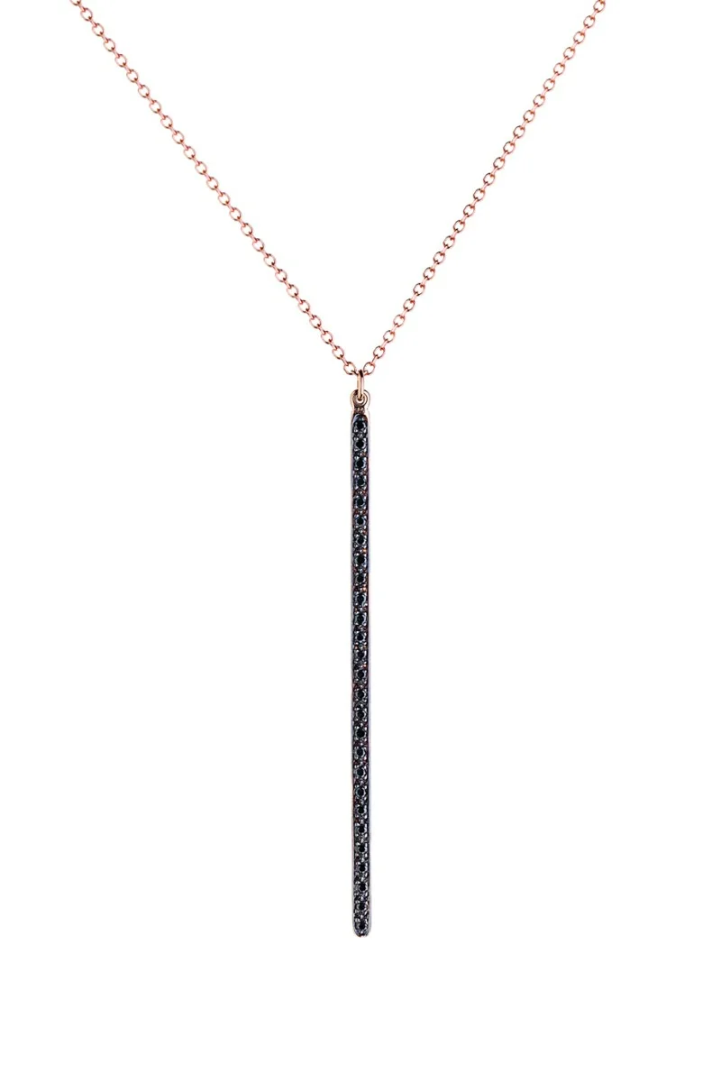Κολιέ Ροζ Χρυσό 18Κ Minimal Μπάρα 0.11Ct