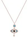 Κολιέ Ροζ Χρυσό 18Κ Evil Eye Brillant 0.015Ct