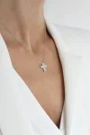 Κολιέ Λευκόχρυσο 18Κ Σταυρός Princess Cut 0.45Ct
