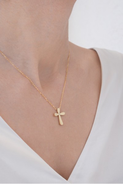 Κολιέ Xρυσό 18Κ Σταυρός με Διαμάντια Brillant 0.03Ct