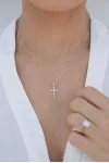 Κολιέ Λευκόχρυσο 18Κ Σταυρός με Διαμάντια Brillant 0.24Ct