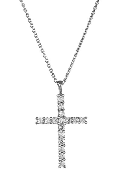 Κολιέ Λευκόχρυσο 18Κ Σταυρός με Διαμάντια Brillant 0.32ct