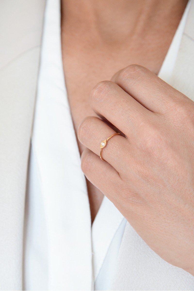 Δαχτυλίδι Ροζ Χρυσό 18Κ Διαμάντι Μάτι 0.05ct