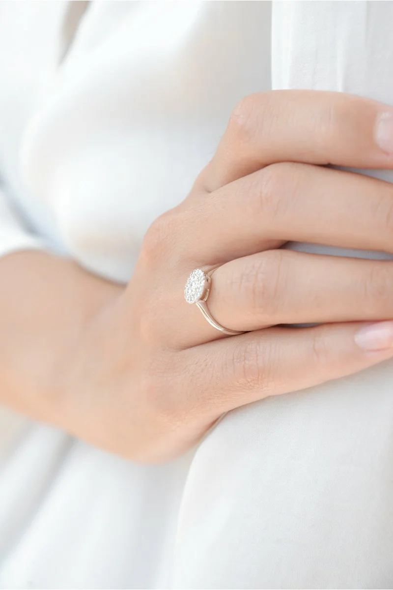 Δαχτυλίδι Λευκόχρυσο 18Κ Διαμάντι Pave 0.42ct