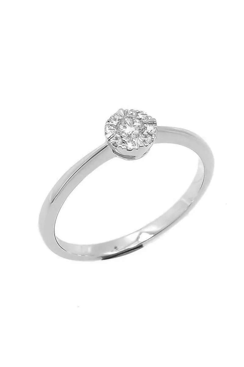 Δαχτυλίδι Λευκόχρυσο 18Κ Διαμάντι Pave 0.13ct
