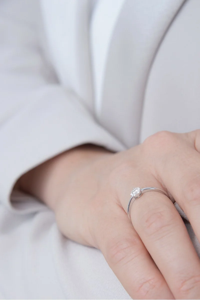 Δαχτυλίδι Λευκόχρυσο 18Κ Διαμάντι Pave 0.13ct