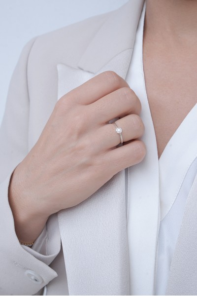 Δαχτυλίδι Λευκόχρυσο 18Κ Διαμάντι Pave 0.13ct