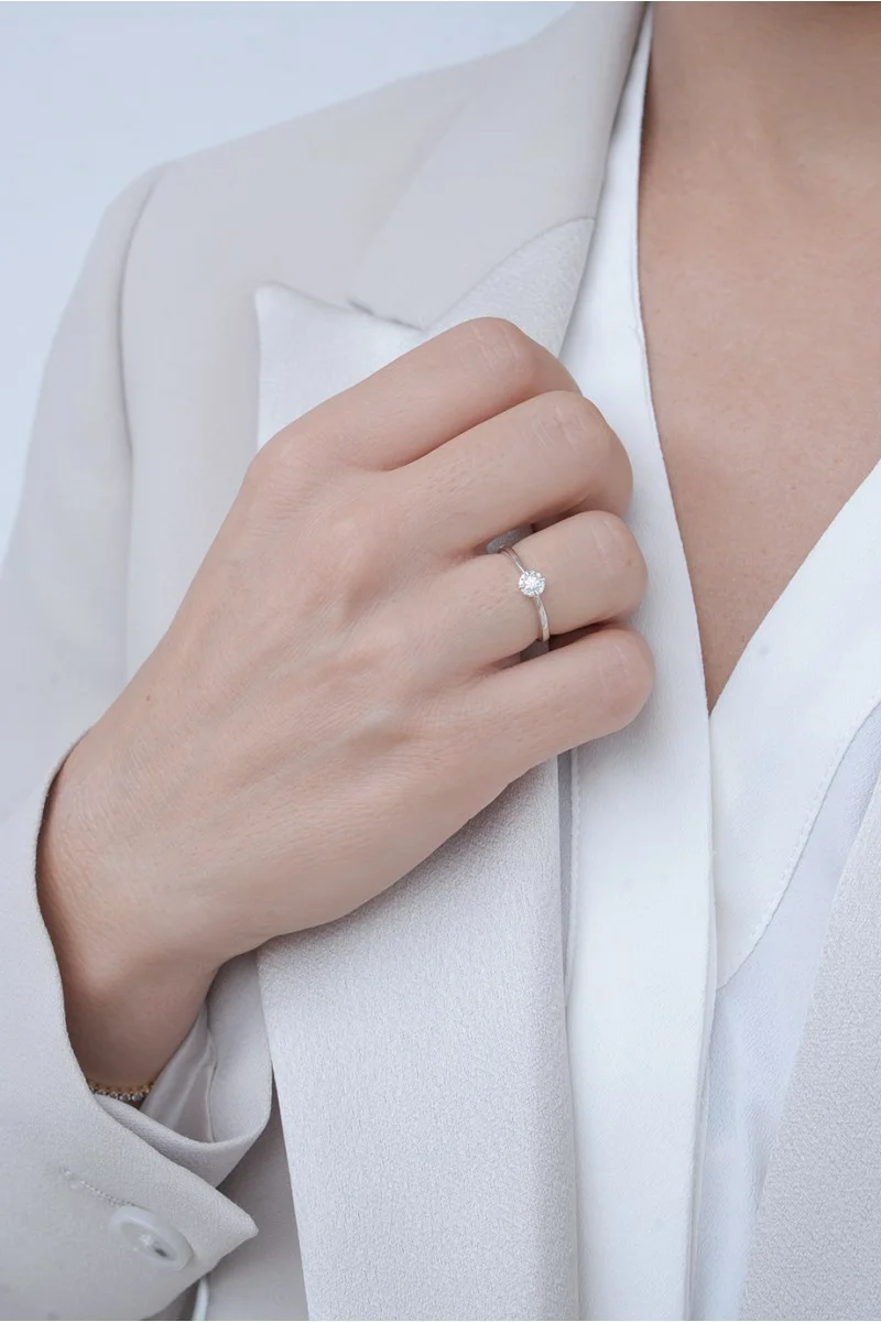 Δαχτυλίδι Λευκόχρυσο 18Κ Διαμάντι Pave 0.13ct