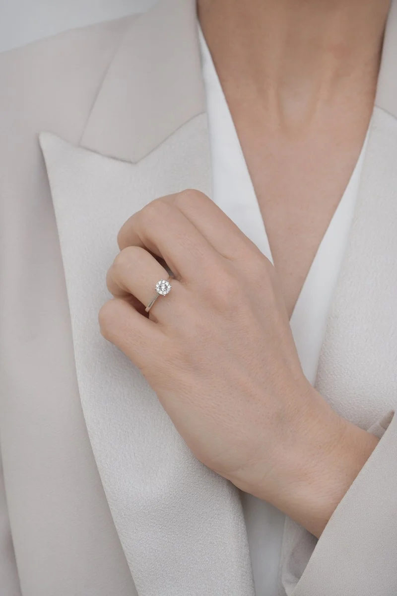 Δαχτυλίδι Λευκόχρυσο 18Κ Διαμάντι Pave 0.18ct
