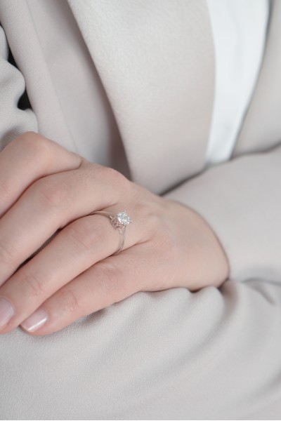 Δαχτυλίδι Λευκόχρυσο 18Κ Διαμάντι Pave 0.40ct