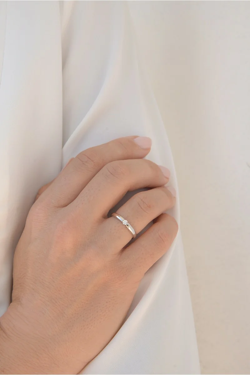 Μονόπετρο Minimal Λευκόχρυσο 18Κ Διαμάντι 0.10ct