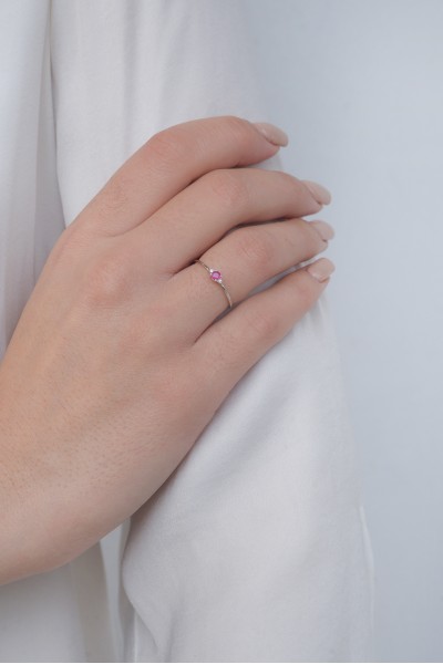 Δαχτυλίδι Λευκόχρυσο 18Κ Διαμάντι Ρουμπίνι 0.16Ct