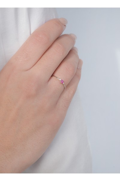 Δαχτυλίδι Λευκόχρυσο 18Κ Διαμάντι Ρουμπίνι 0.17Ct