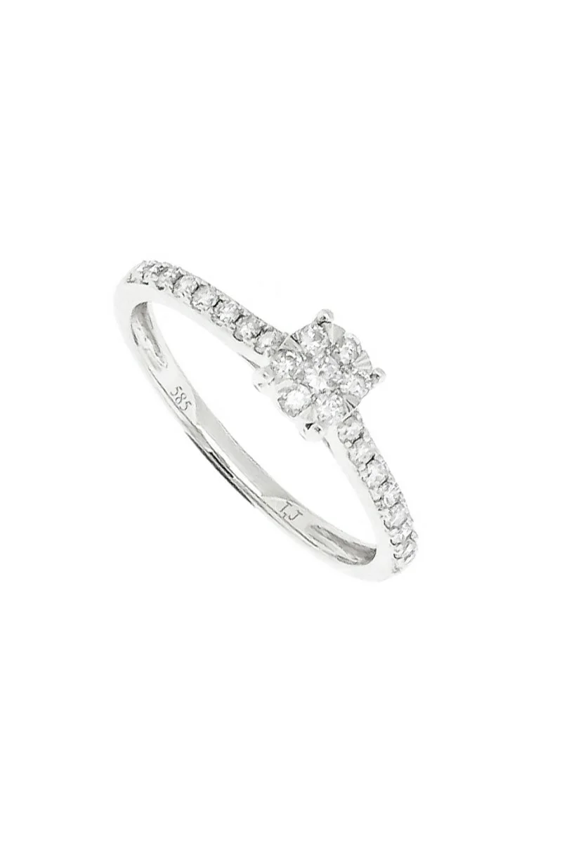 Δαχτυλίδι Λευκόχρυσο 18Κ Διαμάντι Pave Σειρέ 0.28ct