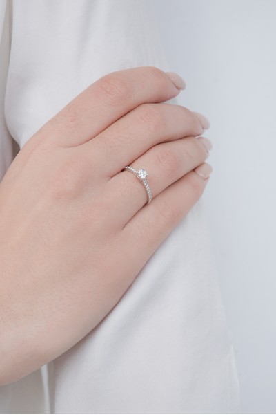 Δαχτυλίδι Λευκόχρυσο 18Κ Διαμάντι Σειρέ Pave 0.28ct