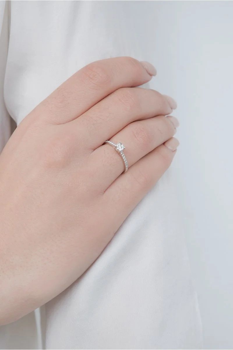 Δαχτυλίδι Λευκόχρυσο 18Κ Διαμάντι Pave Σειρέ 0.28ct