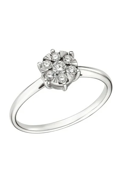 Δαχτυλίδι Λευκόχρυσο 18Κ Διαμάντι Pave 0.13ct