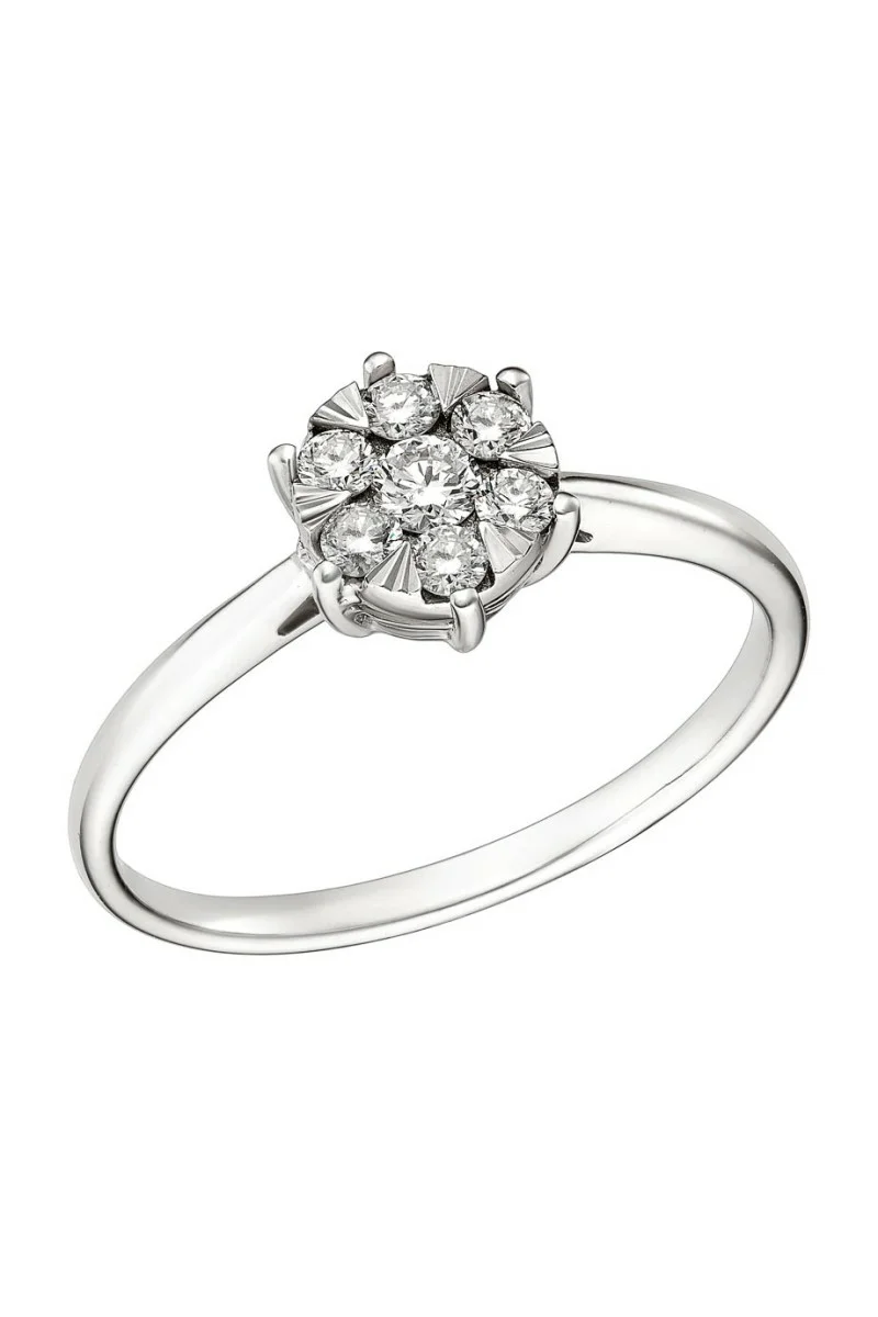 Δαχτυλίδι Λευκόχρυσο 18Κ Διαμάντι Pave 0.13ct
