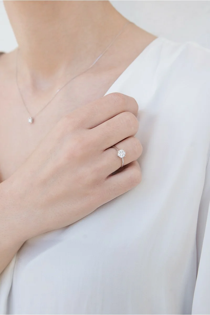Δαχτυλίδι Λευκόχρυσο 18Κ Διαμάντι Pave 0.13ct