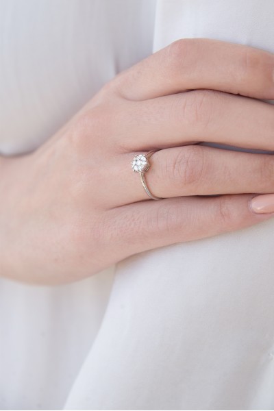 Δαχτυλίδι Λευκόχρυσο 18Κ Διαμάντι Pave 0.13ct