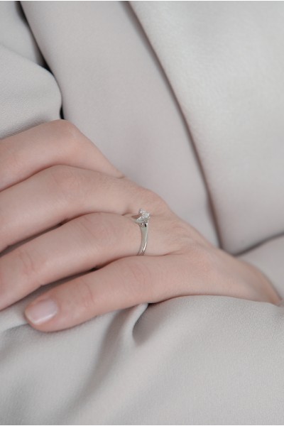 Μονόπετρο Λευκόχρυσο Φλόγα 18Κ Διαμάντι 0.45ct