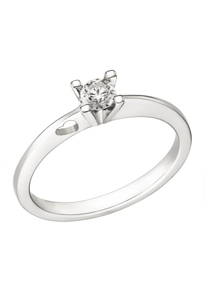 Μονόπετρο Καρδιά Λευκόχρυσο 18Κ Διαμάντι 0.23ct