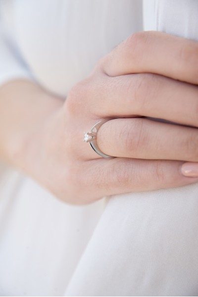 Μονόπετρο Καρδιά Λευκόχρυσο 18Κ Διαμάντι 0.23ct