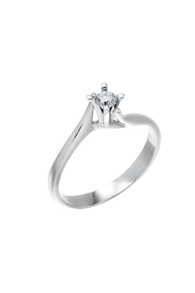 Μονόπετρο Λευκόχρυσο 18Κ Διαμάντι Φλόγα 0.18ct