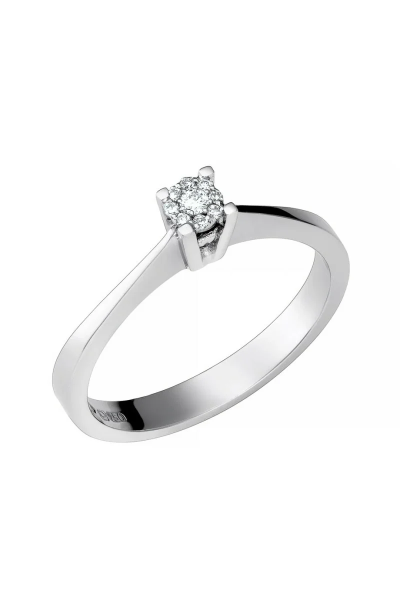 Μονόπετρο Λευκόχρυσο 18Κ Pave Διαμάντι 0.04ct
