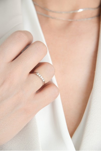 Δαχτυλίδι Λευκόχρυσο 18Κ Διαμάντι Σειρέ 0.17Ct